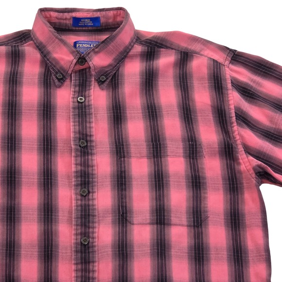 Pendleton Other - Pendleton Button Down Shirt Red Black Plaid Short‎ Sleeve 100% Cotton Mens Large